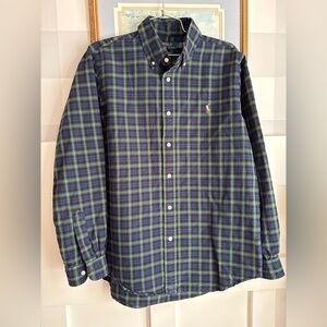 Polo by Ralph Lauren Men’s Classic Fit Blue & Green Plaid Button-Down Shirt
